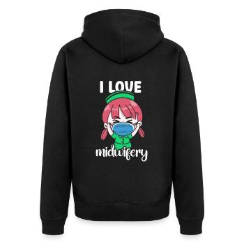 Ich Liebe Hebammenwesen Geburtshilfe Beruf Hebamme - Unisex Premium Bio Zip Hoodie - Schwarz - Hinten - Nico (187cm)