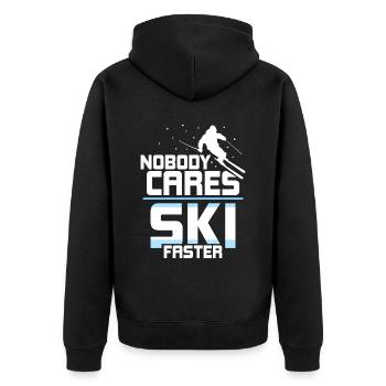 Personne ne se soucie de skier plus vite - Veste à capuche bio Premium Unisexe - noir - Dos - Nico (187cm)