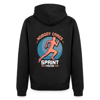 Personne ne s’en soucie Sprint sprint plus rapide - Veste à capuche bio Premium Unisexe - noir - Dos - Nico (187cm)