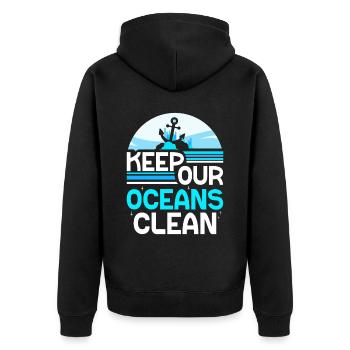 Keep Our Oceans Clean Ocean Protection Lake - Unisex Premium Organic Zip Hoodie - black - Back - Nico (187cm)