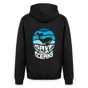 Save our oceans Sea Ocean Protection Lake - Unisex Premium Organic Zip Hoodie - black - Back - Nico (187cm)