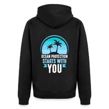 The protection of the oceans begins with you sea lake - Unisex Premium Organic Zip Hoodie - black - Back - Nico (187cm)