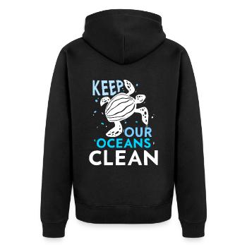 Keep Our Oceans Clean Ocean Protection Lake - Unisex Premium Organic Zip Hoodie - black - Back - Nico (187cm)