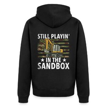Lustige Bauarbeiter & Baustelle Baggerfahrer - Unisex Premium Bio Zip Hoodie - Schwarz - Hinten - Nico (187cm)