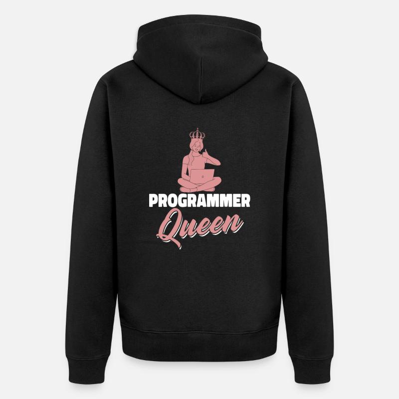 Developer Coder Programmer Queen - Unisex Premium Organic Zip Hoodie - black
