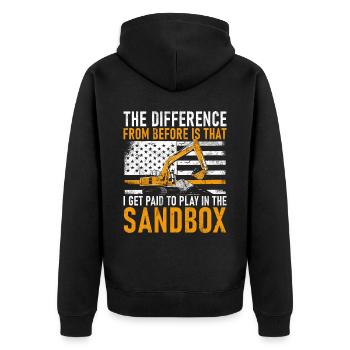 Lustige Bauarbeiter & Baustelle Baggerfahrer - Unisex Premium Bio Zip Hoodie - Schwarz - Hinten - Nico (187cm)