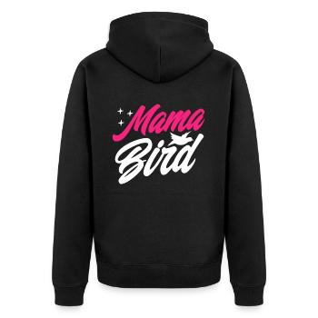 Mama Bird - Unisex Premium Organic Zip Hoodie - black - Back - Nico (187cm)