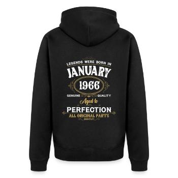 Les légendes sont nées en janvier 1966 - Veste à capuche bio Premium Unisexe - noir - Dos - Nico (187cm)