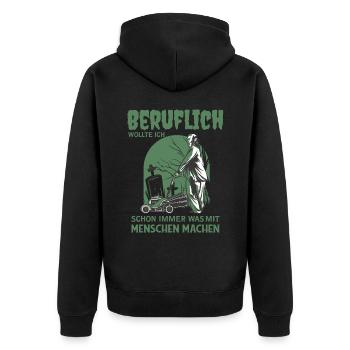 Grabpfleger Friedhof Landschaftsgärtner - Unisex Premium Bio Zip Hoodie - Schwarz - Hinten - Nico (187cm)