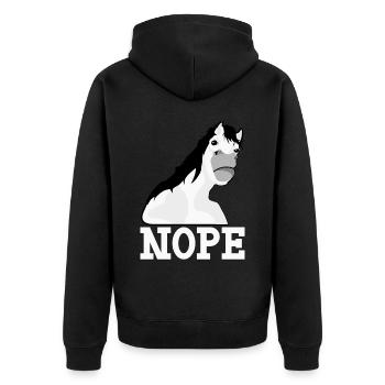 Pferd Nein Protest Ablehnung Nö Dagegen - Unisex Premium Bio Zip Hoodie - Schwarz - Hinten - Nico (187cm)