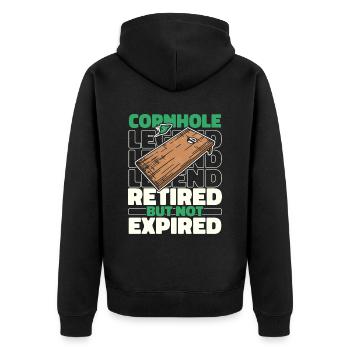 Cornhole Sackloch Spiel Im Ruhestand - Unisex Premium Bio Zip Hoodie - Schwarz - Hinten - Nico (187cm)