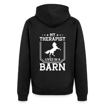 Mon thérapeute vit dans une grange - Veste à capuche bio Premium Unisexe - noir - Dos - Nico (187cm)