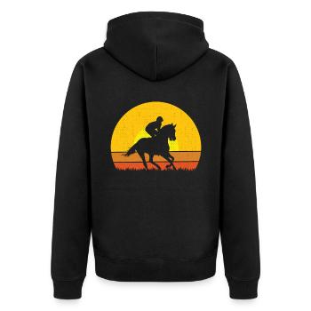 Fille Equitation Vintage Rétro - Veste à capuche bio Premium Unisexe - noir - Dos - Nico (187cm)