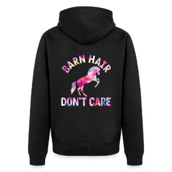 Barn Hair Dont Care - Unisex Premium Bio Zip Hoodie - Schwarz - Hinten - Nico (187cm)