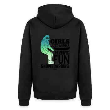 Snowboard Mädchen Frau Winterurlaub - Unisex Premium Bio Zip Hoodie - Schwarz - Hinten - Nico (187cm)