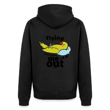 fliegen macht den Papagei müde - Unisex Premium Bio Zip Hoodie - Schwarz - Hinten - Nico (187cm)