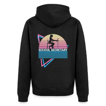 School Secretary Retro - Unisex Premium Organic Zip Hoodie - black - Back - Nico (187cm)
