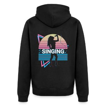 Vocals Singer Retro - Unisex Premium Organic Zip Hoodie - black - Back - Nico (187cm)