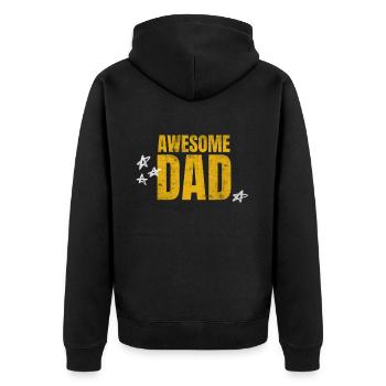 AWESOME DAD! Dad's Day Best Dad in the World - Unisex Premium Organic Zip Hoodie - black - Back - Nico (187cm)