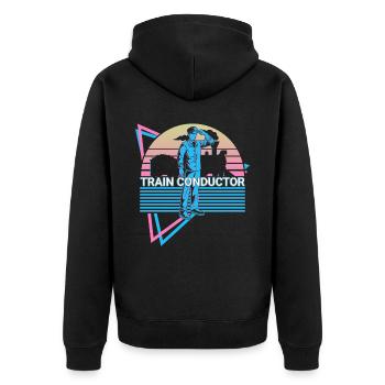 Train conductor Retro - Unisex Premium Organic Zip Hoodie - black - Back - Nico (187cm)