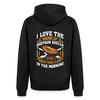 Tontaubenschießen & Lustige Sportschütze Tontauben - Unisex Premium Bio Zip Hoodie - Schwarz - Hinten - Nico (187cm)
