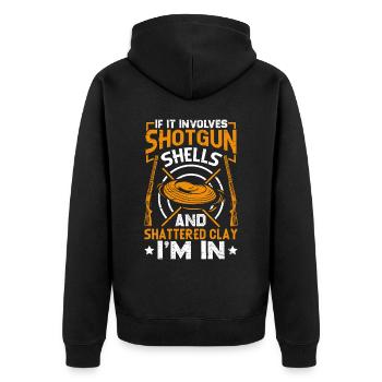 Tontaubenschießen & Lustige Sportschütze Tontauben - Unisex Premium Bio Zip Hoodie - Schwarz - Hinten - Nico (187cm)