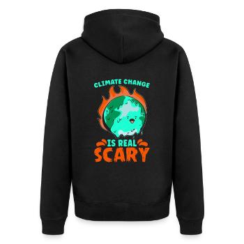 Climate Change Is Real Awareness Climate Activist - Unisex Premium Bio Zip Hoodie - Schwarz - Hinten - Nico (187cm)