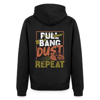 Tontaubenschießen & Lustige Sportschütze Tontauben - Unisex Premium Bio Zip Hoodie - Schwarz - Hinten - Nico (187cm)