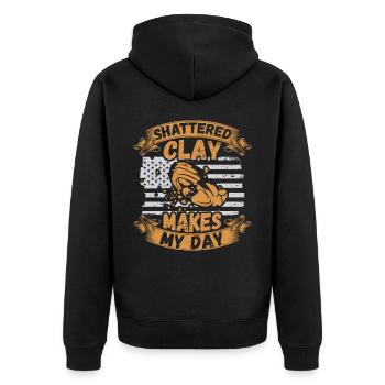 Tontaubenschießen & Lustige Sportschütze Tontauben - Unisex Premium Bio Zip Hoodie - Schwarz - Hinten - Nico (187cm)