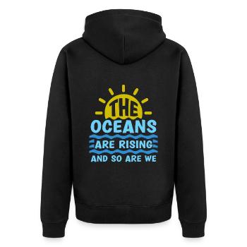 Changement climatique L’océan monte Sauvez la planète - Veste à capuche bio Premium Unisexe - noir - Dos - Nico (187cm)