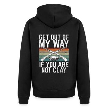 Tontaubenschießen & Lustige Sportschütze Tontauben - Unisex Premium Bio Zip Hoodie - Schwarz - Hinten - Nico (187cm)