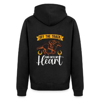 Horse Racing Off The Track And Animals Horse Racer - Unisex Premium Organic Zip Hoodie - black - Back - Nico (187cm)