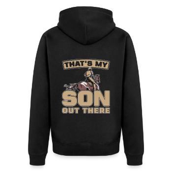 Horse Racing That's My Son Horse Race Loves Equine - Unisex Premium Organic Zip Hoodie - black - Back - Nico (187cm)