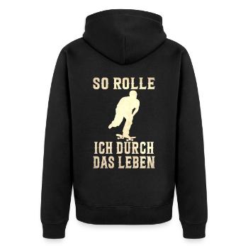 Skateboarder Skateboarding Skaten Skater - Unisex Premium Bio Zip Hoodie - Schwarz - Hinten - Nico (187cm)