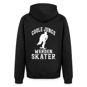 Skateboarder Skateboarding Skaten Skater - Unisex Premium Bio Zip Hoodie - Schwarz - Hinten - Nico (187cm)