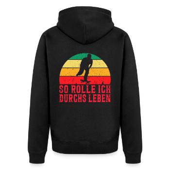 Skateboarder Skateboarding Skaten Skater - Unisex Premium Bio Zip Hoodie - Schwarz - Hinten - Nico (187cm)