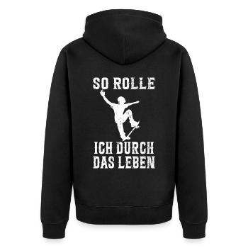 Skateboarder Skateboarding Skaten Skater - Unisex Premium Bio Zip Hoodie - Schwarz - Hinten - Nico (187cm)