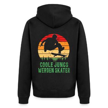 Skateboarder Skateboarding Skaten Skater - Unisex Premium Bio Zip Hoodie - Schwarz - Hinten - Nico (187cm)