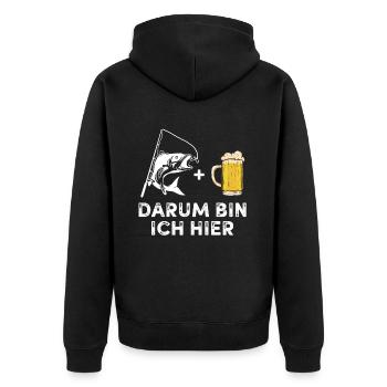 Angeln Tshirt Mann Fischer Rute Fischfang Fishing - Unisex Premium Bio Zip Hoodie - Schwarz - Hinten - Nico (187cm)