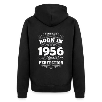 1957 Geburtstag Geschenk Birthday Jahrgang - Unisex Premium Bio Zip Hoodie - Schwarz - Hinten - Nico (187cm)