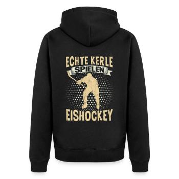 Hockey Eishockeyspieler - Unisex Premium Bio Zip Hoodie - Schwarz - Hinten - Nico (187cm)