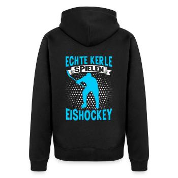 Hockey Eishockeyspieler - Unisex Premium Bio Zip Hoodie - Schwarz - Hinten - Nico (187cm)