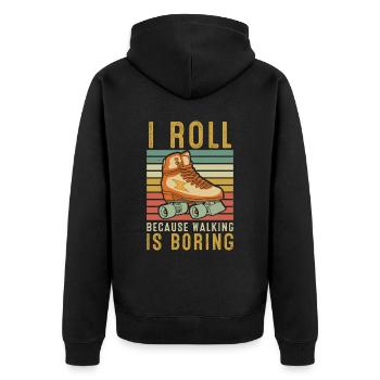 Inline Skate Gift Rollskates Roller 70s - Unisex Premium Organic Zip Hoodie - black - Back - Nico (187cm)
