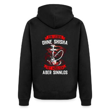 Shisha Geschenk für Wasserpfeife Shishabar Pfeife - Unisex Premium Bio Zip Hoodie - Schwarz - Hinten - Nico (187cm)