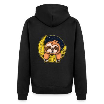 Sloth Tshirt Women Men Lazy Tired Office Humor - Unisex Premium Organic Zip Hoodie - black - Back - Nico (187cm)