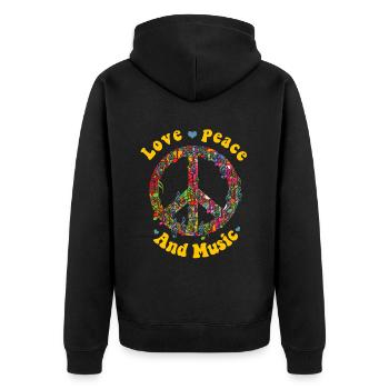 Hippie Peace Groovy Flowerpower Boho Woodstock - Veste à capuche bio Premium Unisexe - noir - Dos - Nico (187cm)