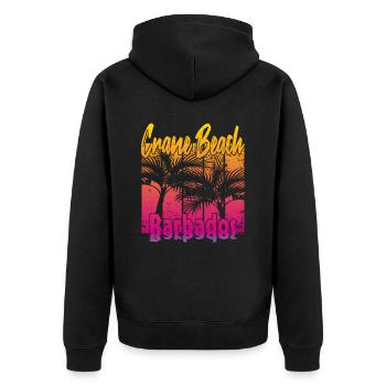 Crane Beach Barbados - Unisex Premium Bio Zip Hoodie - Schwarz - Hinten - Nico (187cm)