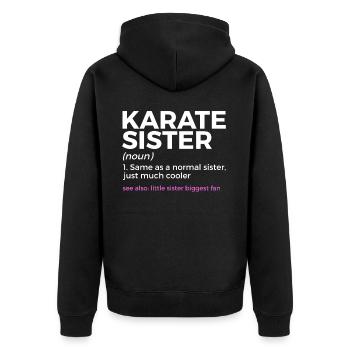 Karate - Unisex Premium Bio Zip Hoodie - Schwarz - Hinten - Nico (187cm)