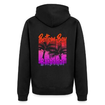 Bottom Bay Barbados - Unisex Premium Organic Zip Hoodie - black - Back - Nico (187cm)