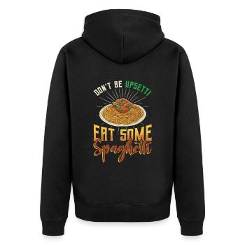 Don't be angry, eat spaghetti - Unisex Premium Organic Zip Hoodie - black - Back - Nico (187cm)